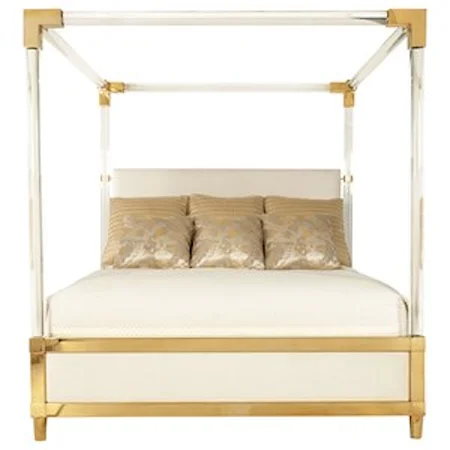 King Acrylic Canopy Upholstered Bed